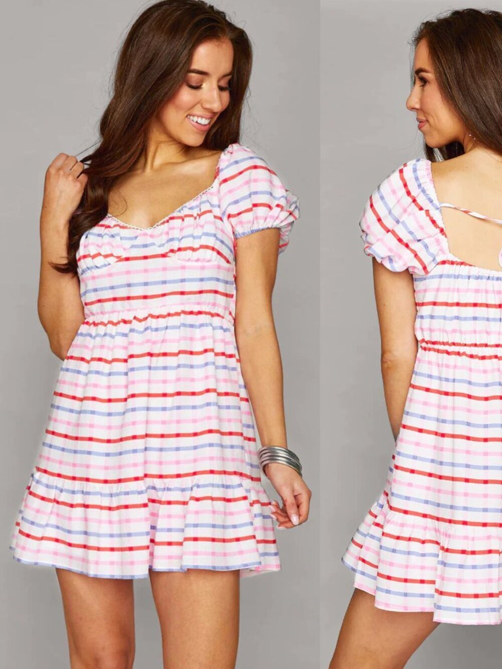 BuddyLove Plaid Dorothy Short Sleeve Mini Babydoll Dress